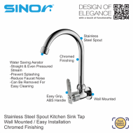 Sinor S-1103-W Stainless Steel Spout Kitchen Sink Tap-Wall - Image 2