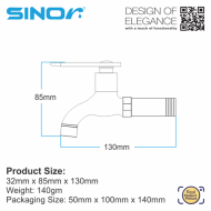 Sinor S-1107 Eco Quality Wall Bib Tap  - Image 5