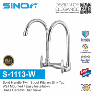 Sinor S-1113-W Solid Handle Twin Arc Sink Tap-Wall Mounted