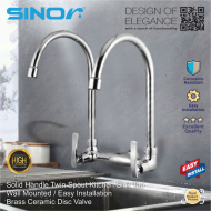Sinor S-1113-W Solid Handle Twin Arc Sink Tap-Wall Mounted - Image 3