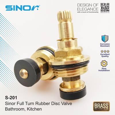 S-201-3 Sinor S-201 Full Turn Rubber Disc Valve (2pcs) Water Faucet Replacement Cartdridge - Image 3