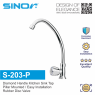 Sinor S-203-P Diamond Handle Kitchen Faucet Pillar Mounted Sink Tap