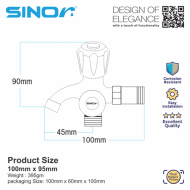 Sinor S-208 Diamond Handle Two Way Tap, Bathroom Water Tap Washing Machine Two Way Tap - Image 5