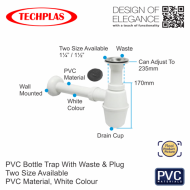Techplas SD-406-series Pvc Bottle Trap With Waste & Plug Bathroom And Kitchen Basin Bottle Trap - Image 3