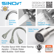 Sinor SS-2011-W SUS304 Stainless Steel Wall Mounted Twin Kitchen Sink Water Saving Tap - Image 4