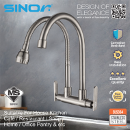 Sinor SS-2011-W SUS304 Stainless Steel Wall Mounted Twin Kitchen Sink Water Saving Tap - Image 3