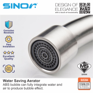 SINOR SS-2013-W SUS304 Stainless Steel Wall Kitchen and Bathroom Faucet Water Saving Arc Sink Tap - Image 4