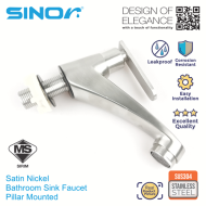 SINOR SS-2015 SUS304 Stainless Steel Pillar Kitchen and Bathroom Faucet Water Saving Basin Tap - Image 4