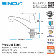 SINOR SS-2015 SUS304 Stainless Steel Pillar Kitchen and Bathroom Faucet Water Saving Basin Tap - Image 6