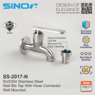 Sinor SS-2017-N SUS304 Stainless Steel Wall Bib Tap With Hose Connector - Image 8