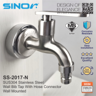 Sinor SS-2017-N SUS304 Stainless Steel Wall Bib Tap With Hose Connector - Image 3