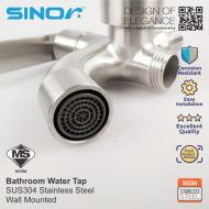 SINOR SS-2018-U SUS304 Stainless Steel Wall-Mounted Kitchen and Bathroom Faucet Water Saving  Two Way Tap With Hand Bidet Holder  Code: SS-2018-U - Image 5
