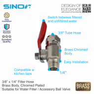 Sinor WFA-9H6T 3/8"X1/4" Water Filter Accessory Ball Valves - Image 3