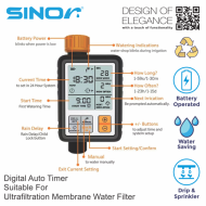 Sinor WFA-AT Auto Timer Gardening Timer Water Filter Auto Backwash Hose End Irrigation Controller - Image 3