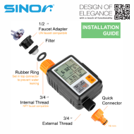Sinor WFA-AT Auto Timer Gardening Timer Water Filter Auto Backwash Hose End Irrigation Controller - Image 5