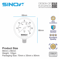 Sinor WFA-WPM-68 Stainless Steel Water Pressure Meter Suitable For Sand Filter - Image 6