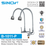 Sinor B-1011-P FNC Handle Spout Pillar Faucet Water Saving Sink Twin Tap