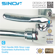 Sinor B-1011-P FNC Handle Spout Pillar Faucet Water Saving Sink Twin Tap - Image 3