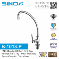 Sinor B-1013-P Fionic Chrome Handle Spout Pillar Faucet Water Saving Sink Twin Tap