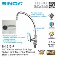 Sinor B-1013-P Fionic Chrome Handle Spout Pillar Faucet Water Saving Sink Twin Tap - Image 2