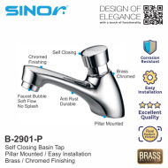 Sinor B-2901-P Self Closing Basin Tap - Pillar Mounted - Image 2