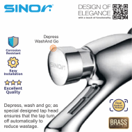 Sinor B-2901-W Self Closing Basin Tap - Wall Mounted - Image 4