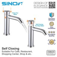 Sinor B-2902-P Self Closing Bathroom Basin Tap - Image 2