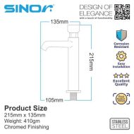 Sinor B-2902-P Self Closing Bathroom Basin Tap - Image 6