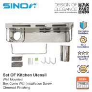 Sinor BF-515 SUS304 Stainless Steel Kitchen Utensil Wall Mounted Cutlery Organizer Holder - Image 6