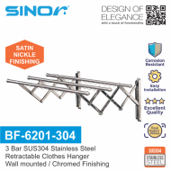 Sinor BF-6201-304 3Bar SUS304 Stainless Steel Retractable Clothes Drying Rack
