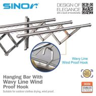 Sinor BF-6201-304 3Bar SUS304 Stainless Steel Retractable Clothes Drying Rack - Image 7