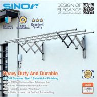 Sinor BF-6201-304 3Bar SUS304 Stainless Steel Retractable Clothes Drying Rack - Image 4