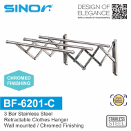 Sinor BF-6201-C 3Bar Stainless Steel Retractable Clothes Drying Rack