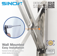 Sinor BF-6201-C 3Bar Stainless Steel Retractable Clothes Drying Rack - Image 4