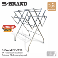 S-Brand BF-6250 Stainless Steel W-Type Outdoor Foldable Clothes Drying Rack