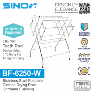 Sinor BF-6250-W Stainless Steel Free Standing Foldable Clothes Drying Rack
