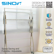 Sinor BF-6250-W Stainless Steel Free Standing Foldable Clothes Drying Rack - Image 4