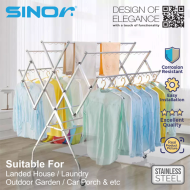 Sinor BF-6250-W Stainless Steel Free Standing Foldable Clothes Drying Rack - Image 3
