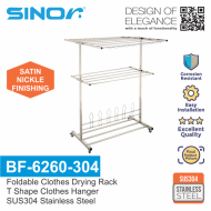Sinor BF-6260-304 SUS304 Stainless Steel Outdoor Foldable Clothes Drying Rack