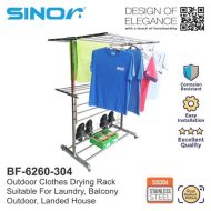 Sinor BF-6260-304 SUS304 Stainless Steel Outdoor Foldable Clothes Drying Rack - Image 4