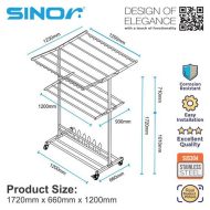 Sinor BF-6260-304 SUS304 Stainless Steel Outdoor Foldable Clothes Drying Rack - Image 7