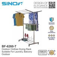 Sinor BF-6260-T Stainless Steel Outdoor Foldable Clothes Drying Rack - Image 4