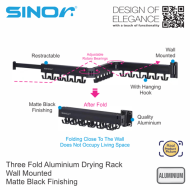 Sinor BF-6301-3 Three Fold Aluminium Drying Rack, Wall Mounted Clothes Drying Rack - Image 2