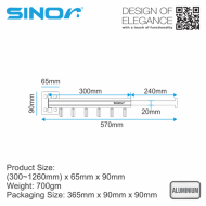 Sinor BF-6301-3 Three Fold Aluminium Drying Rack, Wall Mounted Clothes Drying Rack - Image 6