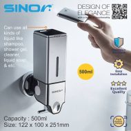 SINOR BF-801 Series Singe Soap Dispenser, Wall Mounted Soap Dispenser 500ml Black & Silver Colour - Image 2