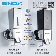 SINOR BF-801 Series Singe Soap Dispenser, Wall Mounted Soap Dispenser 500ml Black & Silver Colour - Image 6