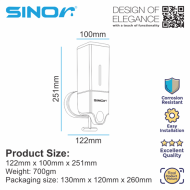 SINOR BF-801 Series Singe Soap Dispenser, Wall Mounted Soap Dispenser 500ml Black & Silver Colour - Image 8
