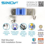 SINOR BF-9011-1 1-Slot SUS304 Stainless Steel Wall-Mounted Broom Holder And 1 Hook Organizer Rack - Image 7