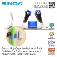 SINOR BF-9011-1 1-Slot SUS304 Stainless Steel Wall-Mounted Broom Holder And 1 Hook Organizer Rack - Image 4