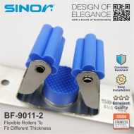 SINOR BF-9011-2 2-Slot SUS304 Stainless Steel Wall-Mounted Broom Holder And 3 Hook Organizer Rack - Image 4